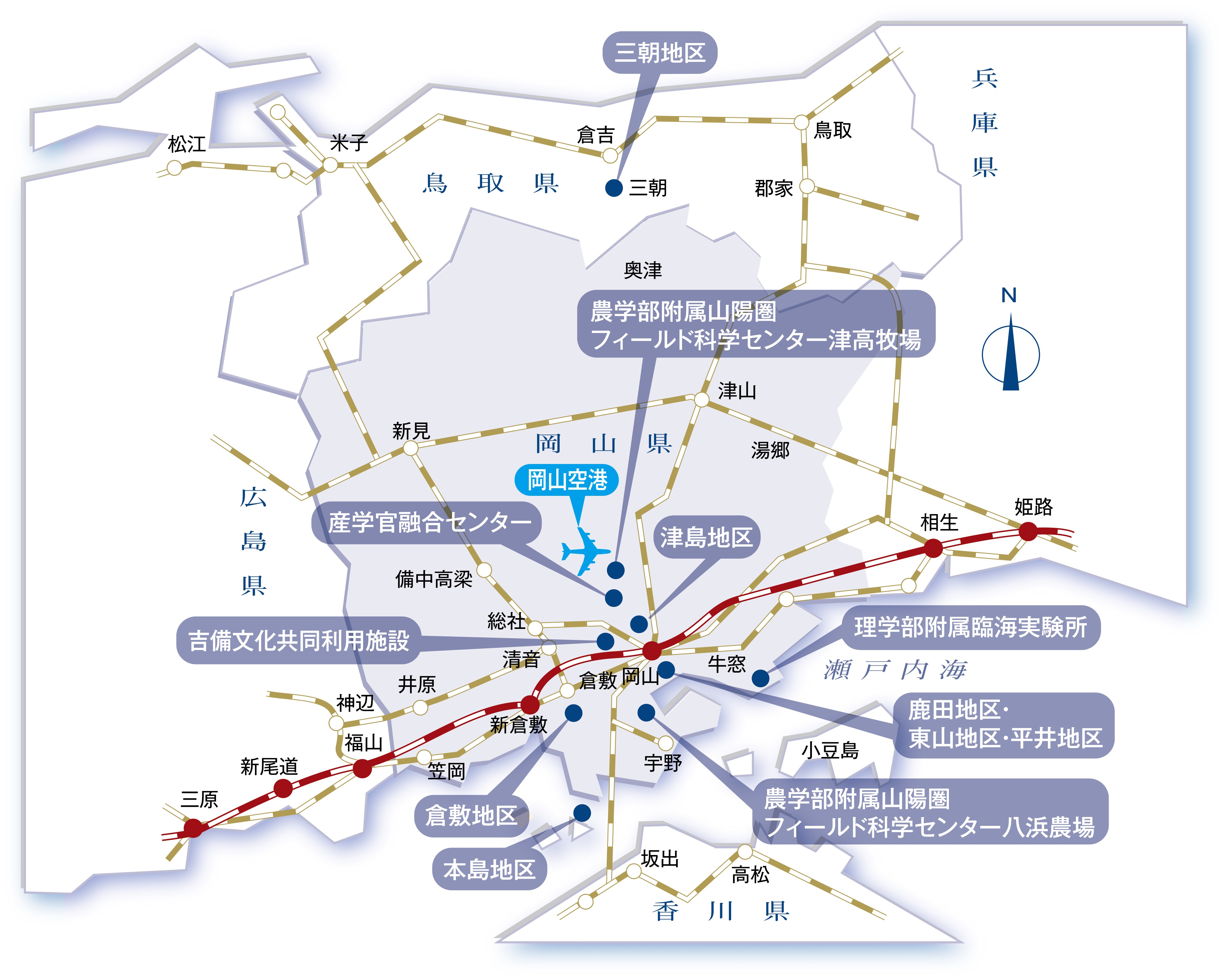 岡山県全域位置図