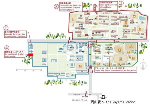 岡山大学津島キャンパスマップ