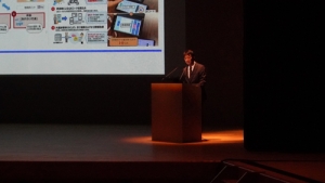 吉備中央町での救急医療の取り組みについて講演する上田助教